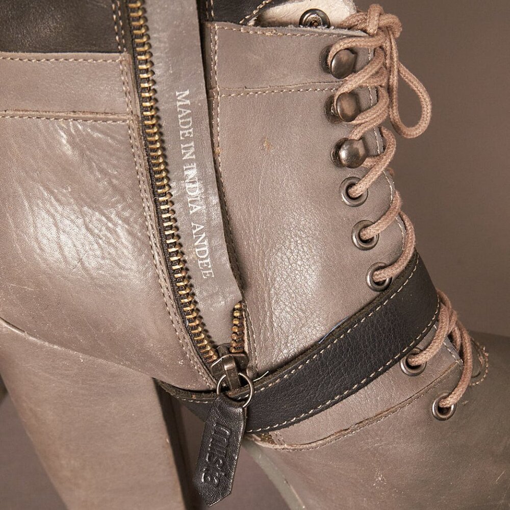 Miista Andee Platform Buckle Gray Heels Boots 2011
